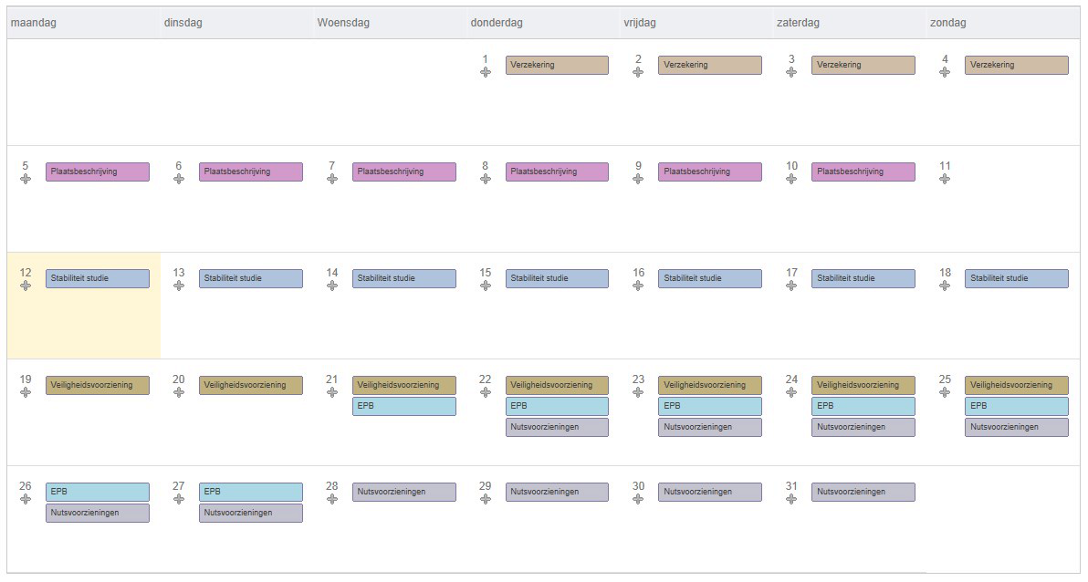 Plan uw bouw project in een overzichtelijke kalender